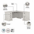 Pemberly Row Engineered Wood L Shaped Computer Desk with Bookcases - Linen White