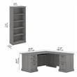 Pemberly Row Engineered Wood L Shaped Computer Desk with Bookcases - Modern Gray