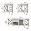 Pemberly Row Engineered Wood Coffee Table with Set of 2 End Tables - Linen White