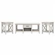 Pemberly Row Engineered Wood Coffee Table with Set of 2 End Tables - Linen White