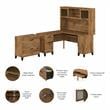 Pemberly Row Engineered Wood 60W L Desk with Hutch & File Cabinet - Fresh Walnut