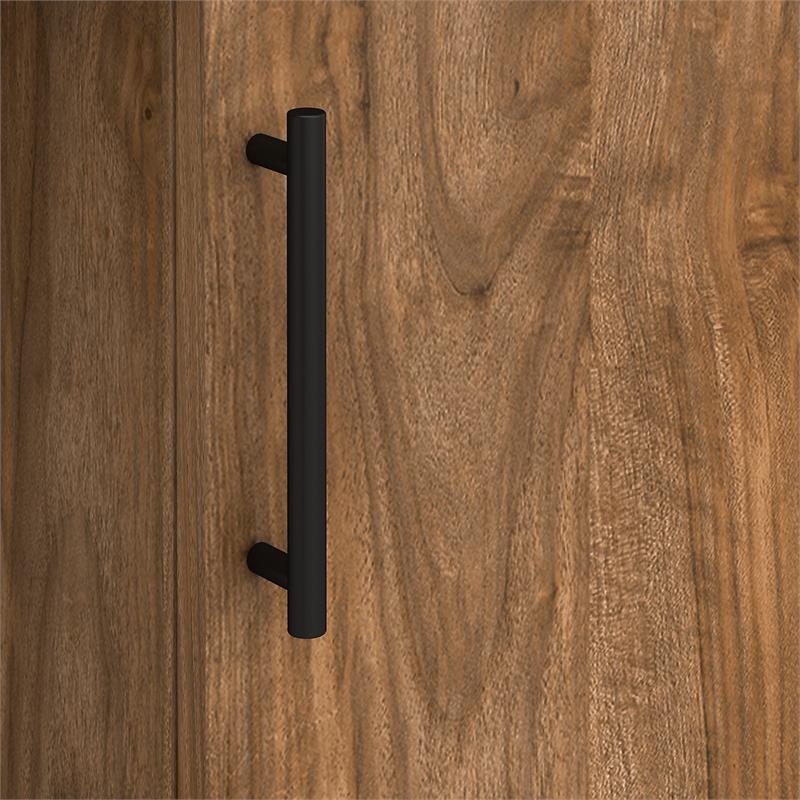 Pemberly Row Engineered Wood 60W L Desk with Hutch & File Cabinet - Fresh Walnut