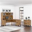 Pemberly Row Engineered Wood 72W L Desk with Hutch & File Cabinet - Fresh Walnut