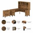 Pemberly Row Engineered Wood 72W L Desk with Hutch & File Cabinet - Fresh Walnut