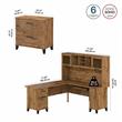 Pemberly Row Engineered Wood 72W L Desk with Hutch & File Cabinet - Fresh Walnut