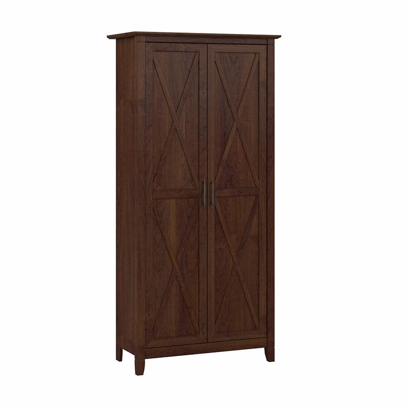 Pemberly Row Engineered Wood Bathroom Storage Cabinet with Doors in Bing Cherry