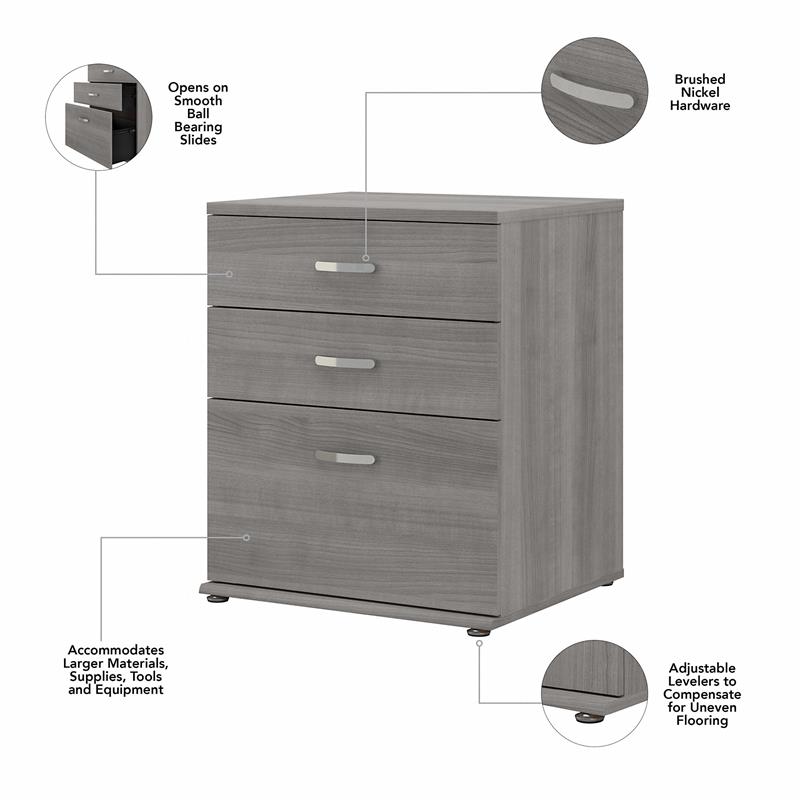 Pemberly Row Engineered Wood Laundry Room Cabinet with Drawers in Platinum Gray