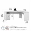 Pemberly Row 72W L Shaped Computer Desk with File in White - Engineered Wood