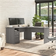 Pemberly Row Engineered Wood 60W L Shaped Computer Desk with Drawers - Gray