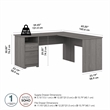 Pemberly Row Engineered Wood 60W L Shaped Computer Desk with Drawers - Gray