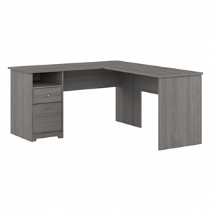 Pemberly Row Engineered Wood 60W L Shaped Computer Desk with Drawers - Gray