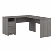 Pemberly Row Engineered Wood 60W L Shaped Computer Desk with Drawers - Gray