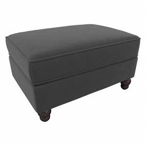 Pemberly Row Storage Ottoman in Charcoal Gray Herringbone Fabric