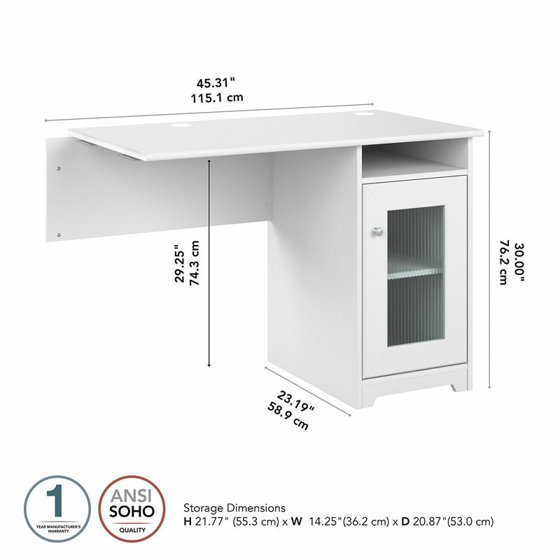 Pemberly Row Desk Return with Storage in White - Engineered Wood