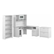 Pemberly Row Engineered Wood 60W L Shaped Computer Desk with Storage Set - White