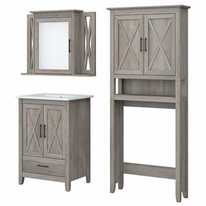 Pemberly Row Engineered Wood Bathroom Vanity Set with Space Saver in Driftwood