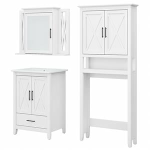Pemberly Row Engineered Wood Bathroom Vanity Set with Space Saver in White Ash