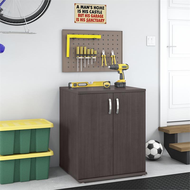 Pemberly Row Garage Storage Cabinet with Doors in Storm Gray - Engineered Wood
