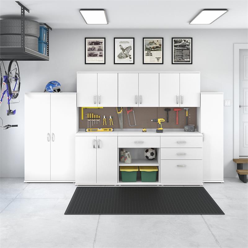 Pemberly Row Garage Storage Cabinet with Drawers in White - Engineered Wood