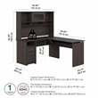 Pemberly Row 60W Sit to Stand L Desk with Hutch in Heather Gray