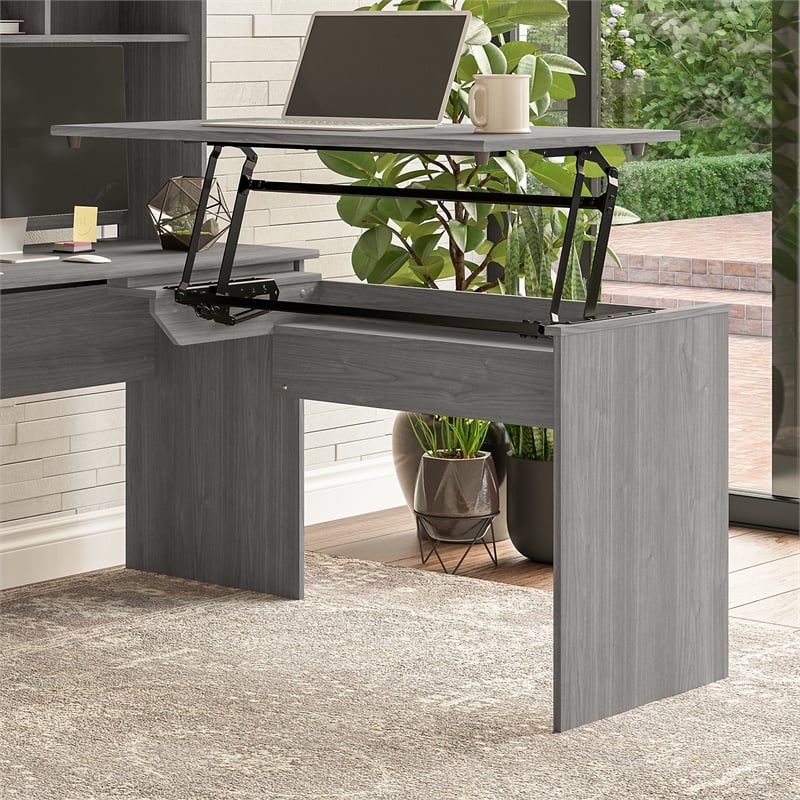 Pemberly Row 3 Position Sit to Stand Desk Return in Modern Gray