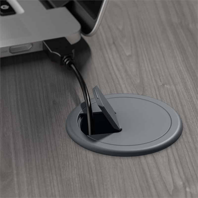 Pemberly Row 3 Position Sit to Stand Desk Return in Modern Gray