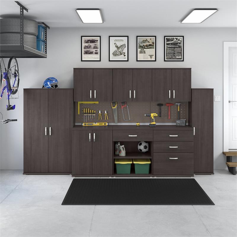 Pemberly Row Garage Storage Cabinet with Drawers in Storm Gray - Engineered Wood