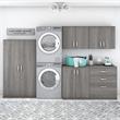 Pemberly Row 5 Piece Laundry Room Storage Set in Platinum Gray - Engineered Wood