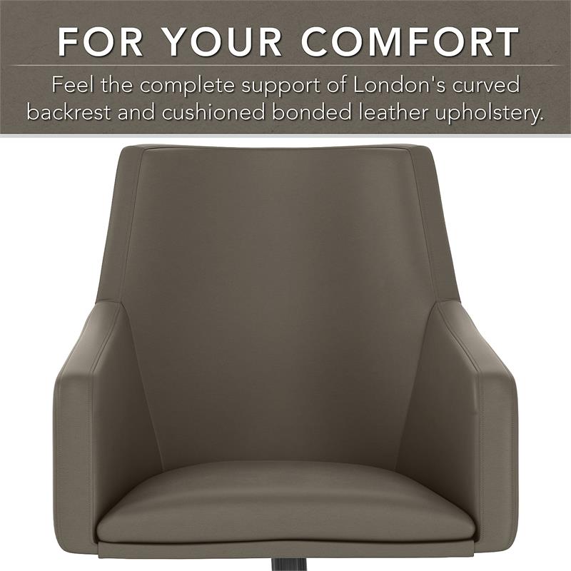 Pemberly Row Mid Back Faux Leather Box Chair with Adjustable Height - Gray