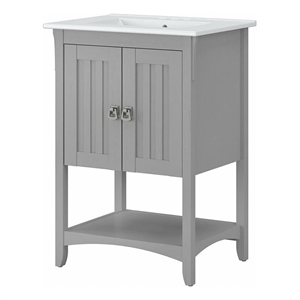 Pemberly Row 24&quotW Engineered Wood Bathroom Vanity Cabinet in Cape Cod Gray