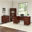 Pemberly Row 60W Office Desk with File Cabinet and Bookcase in Cherry