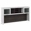Pemberly Row 72W Desk Hutch in White and Storm Gray - Engineered Wood
