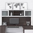 Pemberly Row 72W Desk Hutch in White and Storm Gray - Engineered Wood
