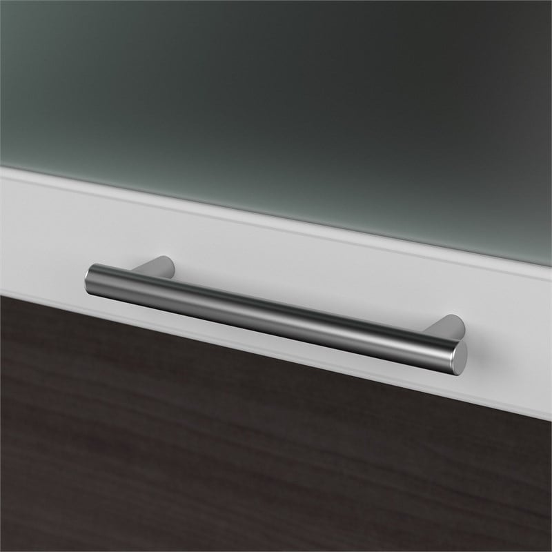 Pemberly Row 72W Desk Hutch in White and Storm Gray - Engineered Wood