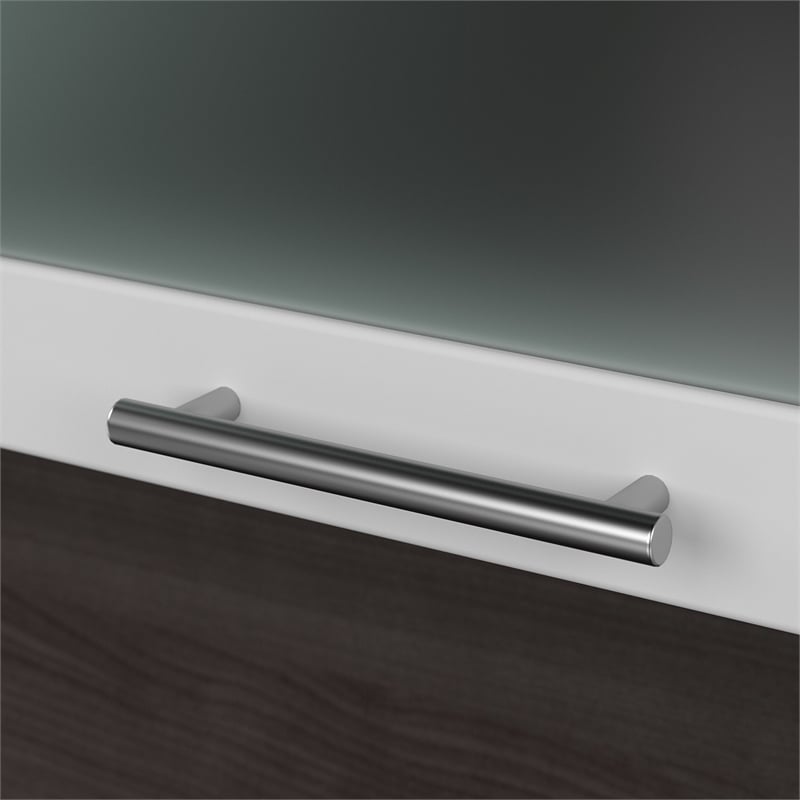 Pemberly Row 60W Desk Hutch in White and Storm Gray - Engineered Wood