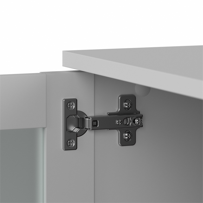 Pemberly Row 60W Desk Hutch in White and Storm Gray - Engineered Wood