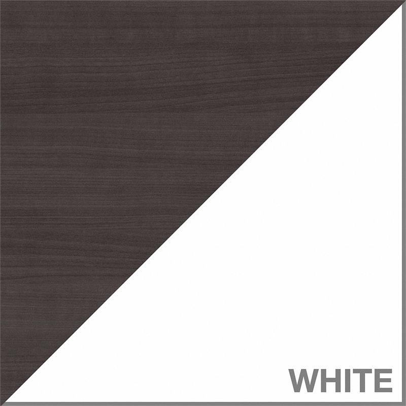 Pemberly Row 60W Desk Hutch in White and Storm Gray - Engineered Wood