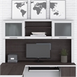 Pemberly Row 60W Desk Hutch in White and Storm Gray - Engineered Wood