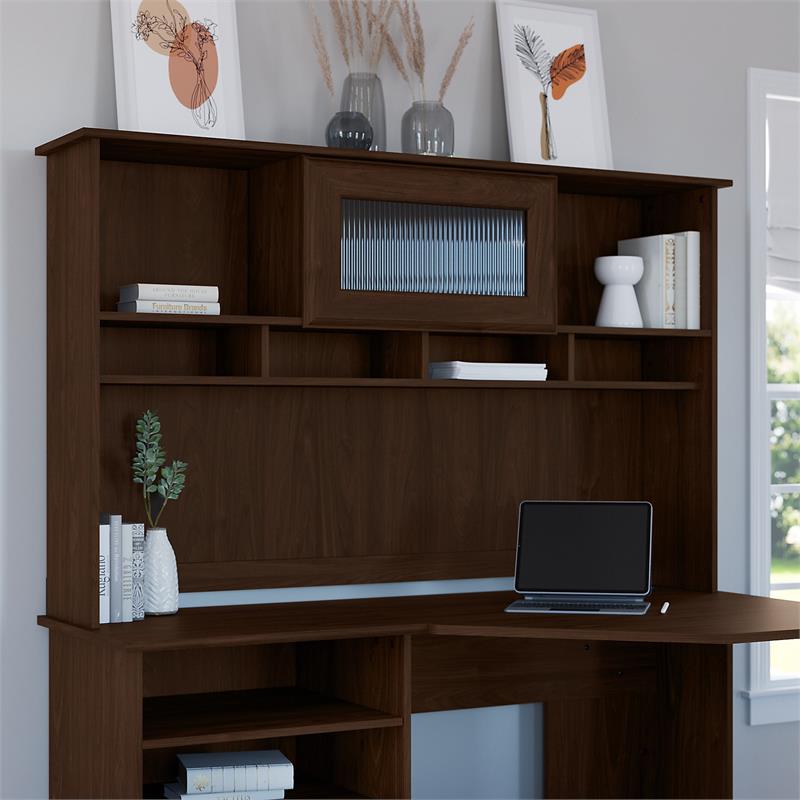Pemberly Row Modern 60W Hutch in Modern Walnut - Engineered Wood