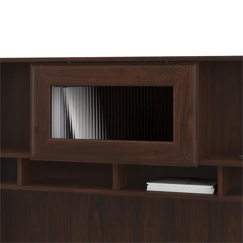 Pemberly Row Modern 60W Hutch in Modern Walnut - Engineered Wood