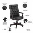 Pemberly Row High Back Tufted Office Chair with Arms in Black Leather