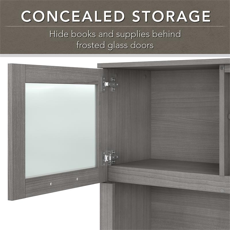 Pemberly Row 60W Desk Hutch in Platinum Gray - Engineered Wood