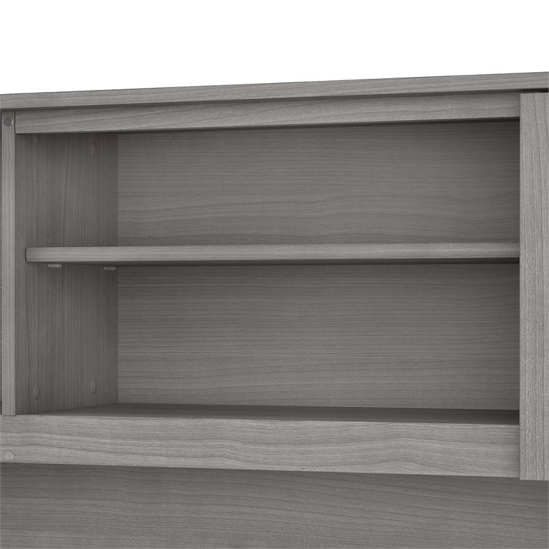 Pemberly Row 60W Desk Hutch in Platinum Gray - Engineered Wood