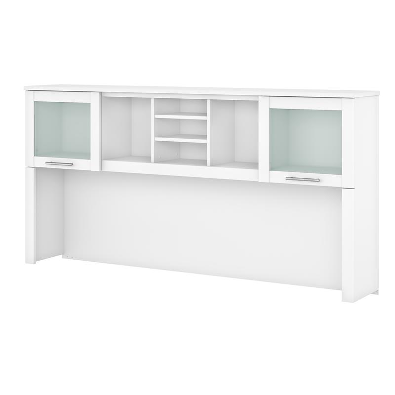 Pemberly Row Modern 72W Desk Hutch in White - Engineered Wood