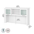 Pemberly Row Modern 60W Desk Hutch in White - Engineered Wood