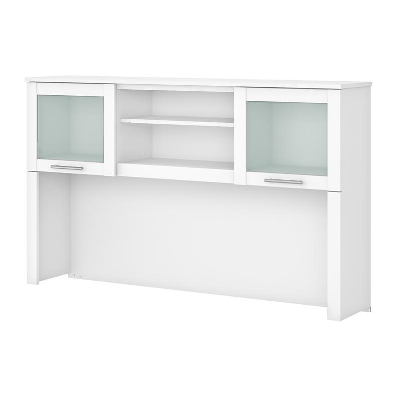 Pemberly Row Modern 60W Desk Hutch in White - Engineered Wood