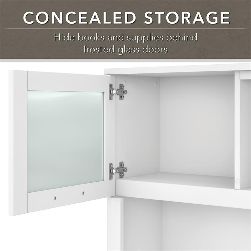 Pemberly Row Modern 60W Desk Hutch in White - Engineered Wood