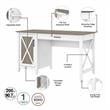 Pemberly Row Engineered Wood Desk with File Cabinet and Bookcase - White/Gray
