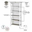 Pemberly Row Engineered Wood Desk with File Cabinet and Bookcase - White/Gray