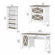 Pemberly Row Engineered Wood Desk with File Cabinet and Bookcase - White/Gray